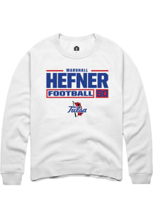 Marshall Hefner  Rally Tulsa Golden Hurricane Mens White Football NIL Stacked Box Long Sleeve Crew..