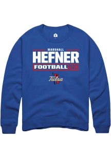Marshall Hefner  Rally Tulsa Golden Hurricane Mens Blue Football NIL Stacked Box Long Sleeve Crew..