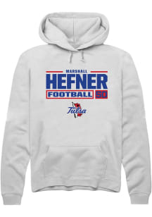 Marshall Hefner  Rally Tulsa Golden Hurricane Mens White Football NIL Stacked Box Long Sleeve Hood..