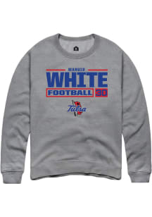 Maruio White  Rally Tulsa Golden Hurricane Mens Graphite Football NIL Stacked Box Long Sleeve Crew..