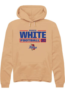 Maruio White  Rally Tulsa Golden Hurricane Mens Gold Football NIL Stacked Box Long Sleeve Hoodie