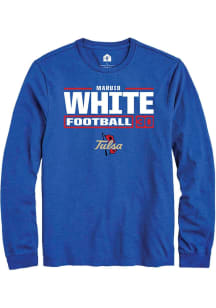 Maruio White  Tulsa Golden Hurricane Blue Rally Football NIL Stacked Box Long Sleeve T Shirt