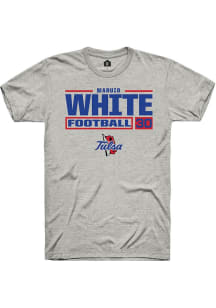 Maruio White  Tulsa Golden Hurricane Ash Rally Football NIL Stacked Box Short Sleeve T Shirt