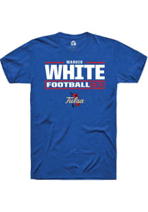 Maruio White  Tulsa Golden Hurricane Blue Rally Football NIL Stacked Box Short Sleeve T Shirt