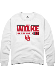 Maty Wilke  Rally Utah Utes Mens White NIL Stacked Box Long Sleeve Crew Sweatshirt
