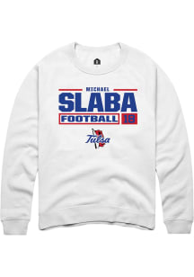 Michael Slaba  Rally Tulsa Golden Hurricane Mens White Football NIL Stacked Box Long Sleeve Crew S..