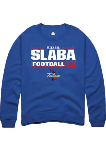Michael Slaba  Rally Tulsa Golden Hurricane Mens Blue Football NIL Stacked Box Long Sleeve Crew Sw..