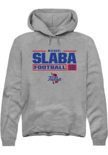 Michael Slaba  Rally Tulsa Golden Hurricane Mens Graphite Football NIL Stacked Box Long Sleeve Hoo..