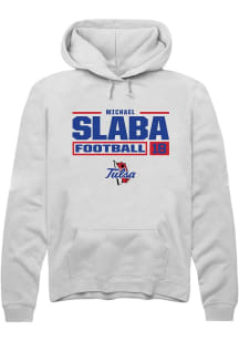 Michael Slaba  Rally Tulsa Golden Hurricane Mens White Football NIL Stacked Box Long Sleeve Hoodie