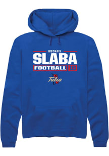 Michael Slaba  Rally Tulsa Golden Hurricane Mens Blue Football NIL Stacked Box Long Sleeve Hoodie
