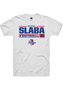Michael Slaba  Tulsa Golden Hurricane White Rally Football NIL Stacked Box Short Sleeve T Shirt