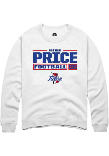 Nathan Price  Rally Tulsa Golden Hurricane Mens White Football NIL Stacked Box Long Sleeve Crew Sw..