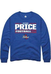 Nathan Price  Rally Tulsa Golden Hurricane Mens Blue Football NIL Stacked Box Long Sleeve Crew Swe..