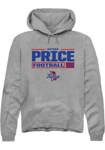 Nathan Price  Rally Tulsa Golden Hurricane Mens Graphite Football NIL Stacked Box Long Sleeve Hood..