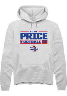 Nathan Price  Rally Tulsa Golden Hurricane Mens White Football NIL Stacked Box Long Sleeve Hoodie