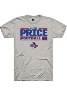 Nathan Price  Tulsa Golden Hurricane Ash Rally Football NIL Stacked Box Short Sleeve T Shirt