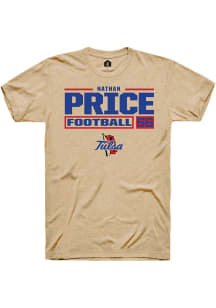 Nathan Price  Tulsa Golden Hurricane Tan Rally Football NIL Stacked Box Short Sleeve T Shirt