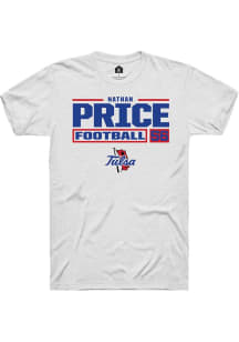 Nathan Price  Tulsa Golden Hurricane White Rally Football NIL Stacked Box Short Sleeve T Shirt