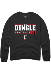 Jack Dingle  Rally Cincinnati Bearcats Mens Black NIL Stacked Box Long Sleeve Crew Sweatshirt