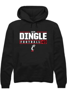 Jack Dingle  Rally Cincinnati Bearcats Mens Black NIL Stacked Box Long Sleeve Hoodie
