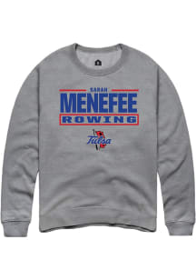 SARAH Menefee  Rally Tulsa Golden Hurricane Mens Graphite NIL Stacked Box Long Sleeve Crew Sweatsh..