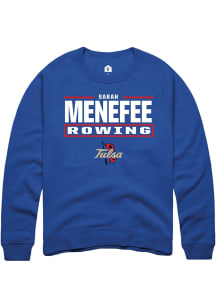 SARAH Menefee  Rally Tulsa Golden Hurricane Mens Blue NIL Stacked Box Long Sleeve Crew Sweatshirt
