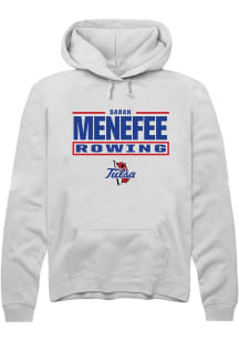 SARAH Menefee  Rally Tulsa Golden Hurricane Mens White NIL Stacked Box Long Sleeve Hoodie