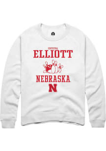 Crystal Elliott  Rally Nebraska Cornhuskers Mens White NIL Sport Icon Long Sleeve Crew Sweatshirt