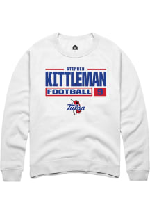 Stephen Kittleman  Rally Tulsa Golden Hurricane Mens White Football NIL Stacked Box Long Sleeve Cr..