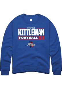 Stephen Kittleman  Rally Tulsa Golden Hurricane Mens Blue Football NIL Stacked Box Long Sleeve Cre..