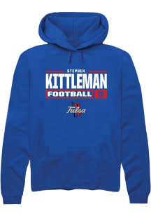 Stephen Kittleman  Rally Tulsa Golden Hurricane Mens Blue Football NIL Stacked Box Long Sleeve Hoo..