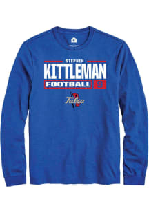 Stephen Kittleman  Tulsa Golden Hurricane Blue Rally Football NIL Stacked Box Long Sleeve T Shirt