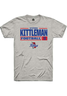 Stephen Kittleman  Tulsa Golden Hurricane Ash Rally Football NIL Stacked Box Short Sleeve T Shirt