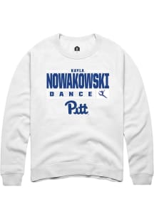 Kayla Nowakowski  Rally Pitt Panthers Mens White NIL Stacked Box Long Sleeve Crew Sweatshirt
