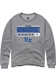 Kayla Nowakowski  Rally Pitt Panthers Mens Graphite NIL Stacked Box Long Sleeve Crew Sweatshirt