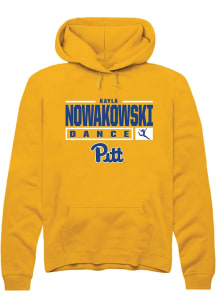 Kayla Nowakowski  Rally Pitt Panthers Mens Gold NIL Stacked Box Long Sleeve Hoodie