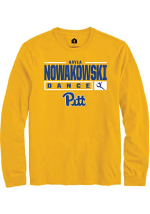 Kayla Nowakowski  Pitt Panthers Gold Rally NIL Stacked Box Long Sleeve T Shirt