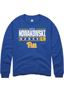 Kayla Nowakowski  Rally Pitt Panthers Mens Blue NIL Stacked Box Long Sleeve Crew Sweatshirt