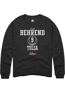 Tyler Behrend  Rally Tulsa Golden Hurricane Mens Black NIL Sport Icon Long Sleeve Crew Sweatshirt