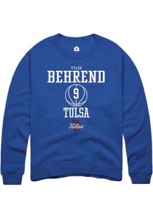 Tyler Behrend  Rally Tulsa Golden Hurricane Mens Blue NIL Sport Icon Long Sleeve Crew Sweatshirt