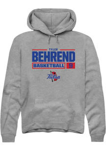 Tyler Behrend  Rally Tulsa Golden Hurricane Mens Graphite NIL Stacked Box Long Sleeve Hoodie