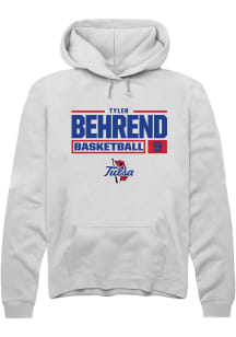 Tyler Behrend  Rally Tulsa Golden Hurricane Mens White NIL Stacked Box Long Sleeve Hoodie