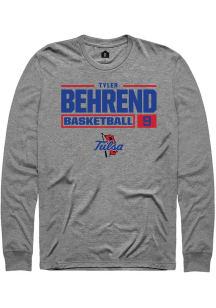 Tyler Behrend  Tulsa Golden Hurricane Graphite Rally NIL Stacked Box Long Sleeve T Shirt