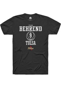 Tyler Behrend  Tulsa Golden Hurricane Black Rally NIL Sport Icon Short Sleeve T Shirt