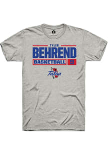 Tyler Behrend  Tulsa Golden Hurricane Ash Rally NIL Stacked Box Short Sleeve T Shirt