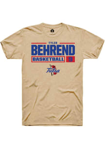 Tyler Behrend  Tulsa Golden Hurricane Tan Rally NIL Stacked Box Short Sleeve T Shirt