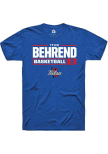 Tyler Behrend  Tulsa Golden Hurricane Blue Rally NIL Stacked Box Short Sleeve T Shirt