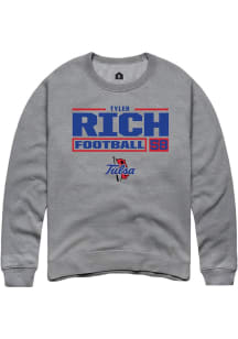 Tyler Rich  Rally Tulsa Golden Hurricane Mens Graphite Football NIL Stacked Box Long Sleeve Crew S..