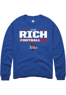 Tyler Rich  Rally Tulsa Golden Hurricane Mens Blue Football NIL Stacked Box Long Sleeve Crew Sweat..