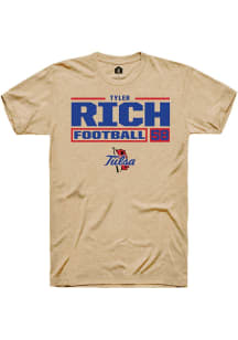 Tyler Rich  Tulsa Golden Hurricane Tan Rally Football NIL Stacked Box Short Sleeve T Shirt